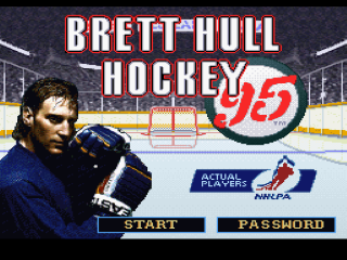 Brett Hull Hockey '95 title screen for Super Nintendo